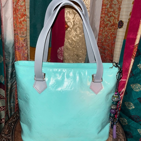 Hand painted Louis Vuitton in Tiffany Blue Grey strap comes handmade boho tassel - Picture 8 of 10